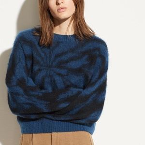 Vince brushed mohair tie dye pullover in navy